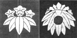 左が笹竜胆紋　　　　　右モンゴル人の兜の紋章